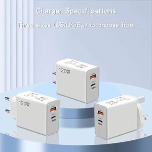 Dual Port 120w Pd Qc3.0 Qc5.0 Usb Type C Fast Travel Phone Wall Charger With Eu Us Uk <b>Plug</b> for Phone - Product Image 6