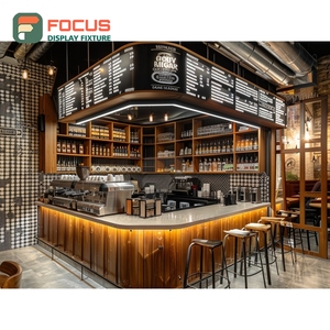 Mostrador de Servicio de Café Contemporáneo, Estante de Pago Frontal, Estación de Barista, Mostrador de Cafetería en Negro Mate - Product Image 5