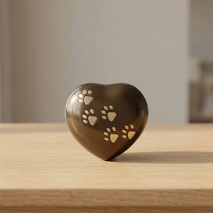 Urne funéraire en céramique en forme de cœur avec empreintes de pattes pour commémorer les chiens, design simple et durable - Product Image 2