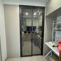 Porte PT en verre trempé avec cadre en alliage d'aluminium - Design moderne, isolation acoustique, facile à nettoyer, pour intérieur, salon, hôpital, chambre, entrée