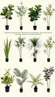Plante Artificielle Arbre Artificiel en Plastique Végétation Artificielle 100-200cm de Hauteur Décoration Intérieure avec Pot
