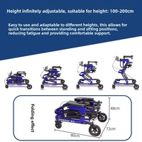 Aides à la marche, équipement de réadaptation pour personnes âgées, déambulateur adulte multifonctionnel, entraînement des membres inférieurs, pliable, portable, capacité de charge 150 kg