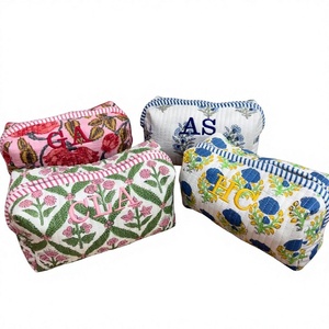 Indian Cotton Block Print <b>Toiletry</b> Bag Makeup Bag Travel bag Make up Pouch,Mix And Match Bag Boho Quilted Pouch - Product Image 1