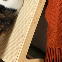 Rampe à gratter pour chat en bambou en forme de L, planche à gratter en sisal, meuble pliable pour chat d'intérieur