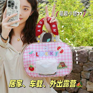 Lucky Car Tissue Holder Hanging Apple Cartoon Design Waterproof Portable Large Capacity For Auto Use - Product Image 2