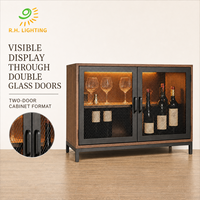 Armoire à vin Joystar à double porte vitrée, finition bois et acrylique brun, LED RGB, contrôle Bluetooth, KD pour restaurant