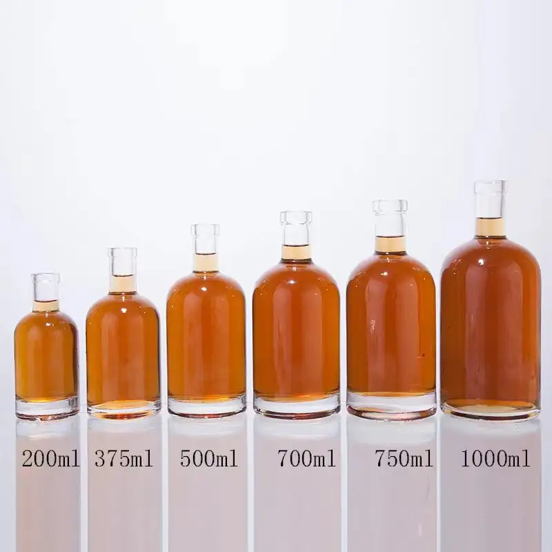 200ml 375ml 500ml 750ml 1000ml trasparente vuoto super selce bicchiere di liquore Whisky bottiglia di tequila Vodka con tappo sigillato