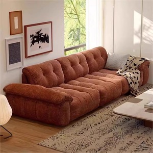 Französisches Antikes Braunes Stoff-Ecksofa-Set im Retro-Stil, High-End 4- bis 5-Sitzer für Wohnzimmer-Möbel mit Schwammfüllung und Eckelement - Product Image 1