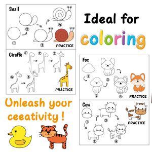 Animal Style Cartoon Fun Doodle <span class=keywords><strong>Simple</strong></span> Sketch Kindergarten Early Education Enlightenment Coloring Drawing Book Papier pour enfants - Product Image 2