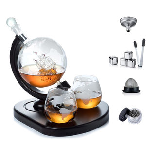 Ensemble de carafe à whisky, carafe <span class=keywords><strong>Globe</strong></span>, cadeaux à whisky, avec 2 verres, perles, 4 glaçons, pince et entonnoir, distributeur de boissons - Product Image 1