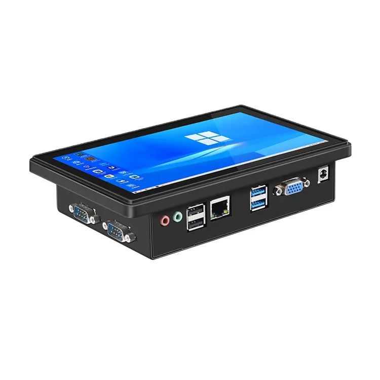 Painel de toque industrial IP6 para PCs, mini PCs com tela capacitiva, SSD industrial de 15,6 polegadas e 7 unidades, tudo em um, com tela de IP6 para Linux