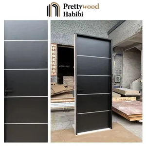 Door Panels Wood Prettywood American Latest Design Modern Home Prehung Solid Wooden Veneer Panel Black Walnut Interior Room Door