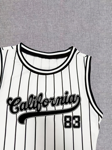 Maillot de basketball personnalisé pour bébé, coupe oversize vintage et carrée, à rayures, en maille, court, pour le jour du match, cadeau, pour les supporters - Product Image 4