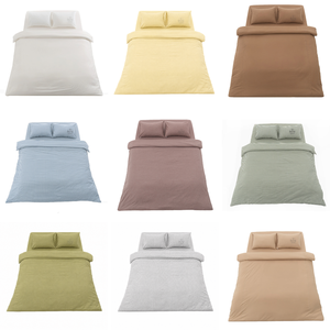 Parure de lit 4 pièces en coton 100% prélavé de qualité supérieure, absorbante et respirante, comprenant une housse de couette, un drap-housse et 2 taies d'oreiller - Product Image 1