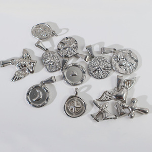 18K PVD Gold-Plated Stainless Steel Vintage <b>Charm</b> Pendant Collection: <b>Angel</b>, Cross, Airplane, Compass, Starfish, Crescent Moon\ - Product Image 5