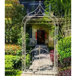 錬鉄製のアーチ型パティオ鉄製のバラのアーチがゲート付きのアーバーヨーロッパの鉄製の庭のアーチを登る
