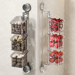 Organizador de Almacenamiento con Ventosas, Sin Perforaciones, Giratorio, para Cebolla, Jengibre, Ajo, Montaje en Pared, para Cocina, Baño, Hogar, Cosméticos - Product Image 6