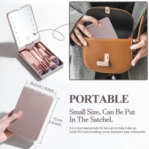 Juego de Brochas de Maquillaje Portátiles con Espejo LED, Estuche de Viaje con 14 Brochas de Maquillaje y Espejo Iluminado LED - Product Image 4