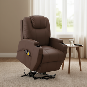 Sillón de Masaje de Cuero Sintético Marrón, Enchufable, para Uso Doméstico, Masaje Corporal Completo - Product Image 2