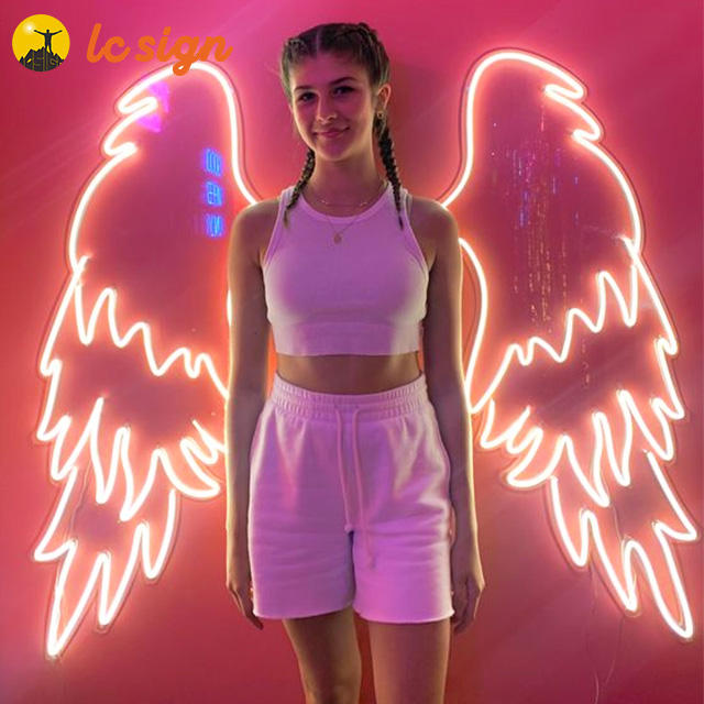 Lc Sign LED Neon Sign Illuminated Logo Acrylic Wing Love Wedding Custom Neon Signs Word Lights for Home Bar