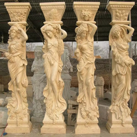 Statue colonne moderne et élégante en marbre blanc massif, sculptée à la main, personnalisable, motif Dame et Dragon, style Romanesque, pour extérieur