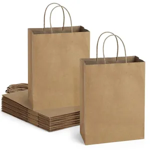 KM large stock cheap price bolsa de papel brown paper bag with handles kraft paper bag