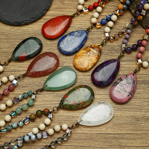 Collar <span class=keywords><strong>de</strong></span> Cadena Larga con Colgante <span class=keywords><strong>de</strong></span> Piedra Natural al por Mayor, Joyería - Product Image 1