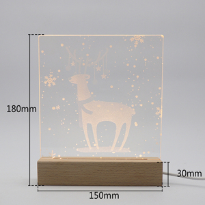 Classique Noël Elk Motif LED Acrylique Veilleuse USB Base En Bois Lampe <span class=keywords><strong>De</strong></span> Chevet pour Enfants Cadeaux <span class=keywords><strong>De</strong></span> Noël - Product Image 6