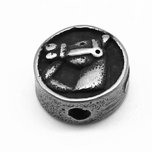 Perles d'espacement en acier inoxydable yunnique, design fer à cheval rond, pour la fabrication de bracelets, couleur rétro brillante - Product Image 1