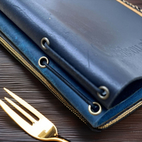 Couverture de livre de menu A4 en cuir véritable avec cordon élastique Porte-billets Porte-liste de chèques Présentateur de menu pour café Restaurant Bar