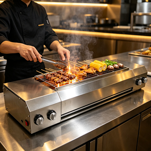 Restaurant Snack Shop Zoned Gas Griddle 2800W High Power Stainless Steel Non-Stick Flat <b>Cooking</b> <b>Grill</b> - Product Image 3