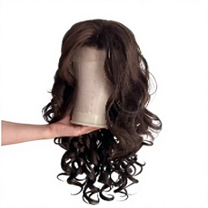 Peluca frontal de encaje HD marrón chocolate oscuro, rizada suelta y profunda, pre-arrancada, sin pegamento, de encaje completo - Product Image 1