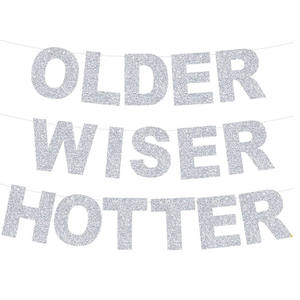 Older Wiser Hotter Glitter Banner Funny <strong>Birthday</strong> Banner for Women <strong>30th</strong> 40th 50th 60th 70th 80th <strong>Birthday</strong> Party <strong>Decorations</strong> - Product Image 5