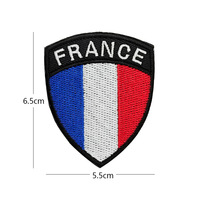 2025 France multicolore drapeau National tissu accessoires patchs de broderie Badge personnalisé bâton personnalisé sur Patch brodé