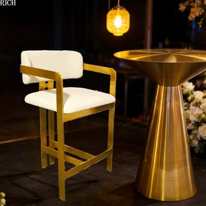เก้าอี้บาร์ทรงสูงสไตล์โมเดิร์นหรูหรา  โครงสแตนเลสสีทองคุณภาพสูง สำหรับบ้าน ห้องครัว บาร์ คลับ โรงแรม ร้านอาหาร - Product Image 4