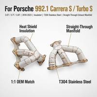 Collecteurs d'échappement droits SS304 pour Porsche 992.1 Carrera S Turbo S 3.0T 3.7T 3.8T 2018-2023 – Amélioration isolée