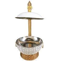 Plat à chafing doré de luxe Golden Key 8L avec poignée cœur innovante et base ajourée en filigrane pour buffet d'hôtel et mariage