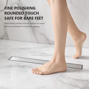 Sifone a pavimento invisibile rettangolare personalizzato in acciaio inox SUS 304 per <span class=keywords><strong>doccia</strong></span> hotel, con griglia a incasso per piastrelle, certificazione CE, ad alta portata - Product Image 6
