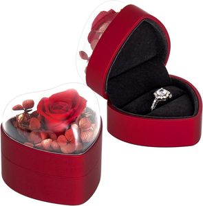 Caja para Anillo <span class=keywords><strong>de</strong></span> Compromiso 2026 para Propuesta <span class=keywords><strong>de</strong></span> Matrimonio, Regalos <span class=keywords><strong>de</strong></span> Rosas Eternas para el Día <span class=keywords><strong>de</strong></span> San Valentín, Caja Roja en Forma <span class=keywords><strong>de</strong></span> Corazón para Anillo - Product Image 1