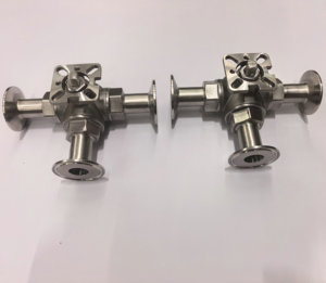 Valvola a Sfera Sanitaria in <span class=keywords><strong>Acciaio</strong></span> <span class=keywords><strong>Inox</strong></span> per Alimenti con Porta <span class=keywords><strong>L</strong></span> T, Controllo del Flusso, Attacco Triclamp a 3 Vie e Piattaforma di Montaggio Alta - Product Image 1