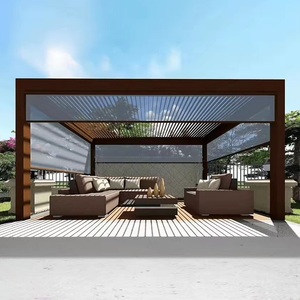 Pergola de jardin <span class=keywords><strong>en</strong></span> aluminium sur mesure, imperméable, abri solaire, style moderne pour cour, terrasse, pelouse - Product Image 6