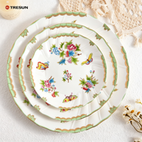 Service de table en céramique blanche TRESUN, rond, embossé, design classique de luxe, passe au lave-vaisselle, durable, pour mariage