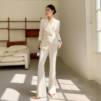 Costume pour femme, mode printemps-automne, coupe ajustée, professionnel, décontracté, pour entretien, affaires, tenue formelle.