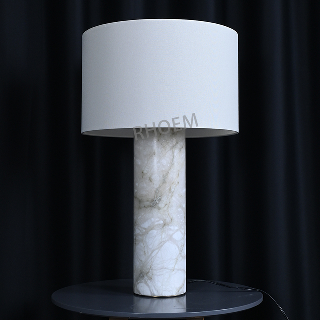 Custom Interior Designer Table Lamp Alabaster Table Lamp for Villa Project Lighting Hospitality Hotel Table Manufacturer
