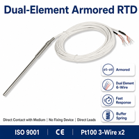 HUADONG Dual Element Sheathed RTD Sensor 5~8mm, Direct Lead & Buffer Spring, Pt100/Cu50/Cu100 for Special Purpose Equipment