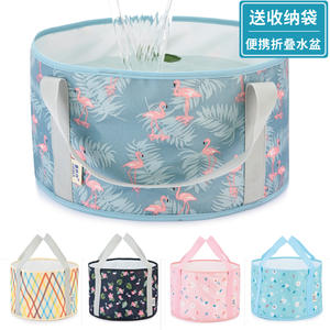 อ่างแช่เท้าพับได้ยี่ซิดานขนาดกลาง 30x20 ซม. ผ้าอ๊อกซ์ฟอร์ด ถังพกพาสำหรับเดินทางสำหรับผู้ใหญ่ รูปทรงกลม - Product Image 2