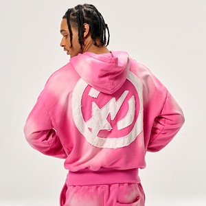 Ensemble de survêtement streetwear empilé, broderie personnalisée, pantalon de survêtement à jambes larges et sweat-shirt à capuche, fermeture éclair, survêtement surdimensionné délavé à l'acide pour hommes - Product Image 5