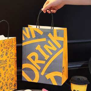 Custom-Printed Recycled Kraft <b>Paper</b> <b>Bags</b> with Handles for Restaurant Takeaway Food Packaging and <b>Store</b> Promotion - Product Image 1