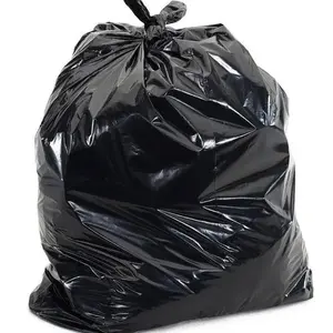 Ağır siyah cep plastik çöp torbası çevre dostu düz çöp torbası