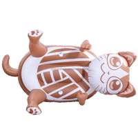 Flotteur de piscine gonflable de dessin animé chat marron, jouet de piscine gonflable pour adulte, flotteur de plage gonflable